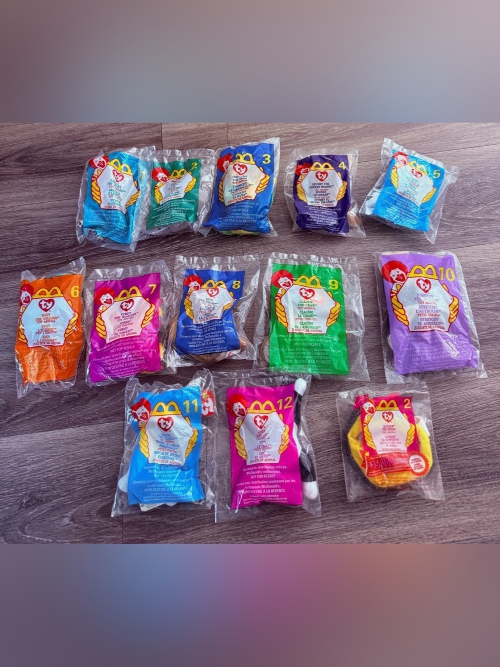 1999 McDonald's Ty Teenie Beanie Babies COMPLETE Set 1-12 + 2000 #2 Slither